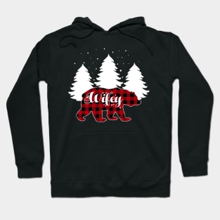 Wifey Bear Buffalo Red Plaid Matching Family Christmas Hoodie